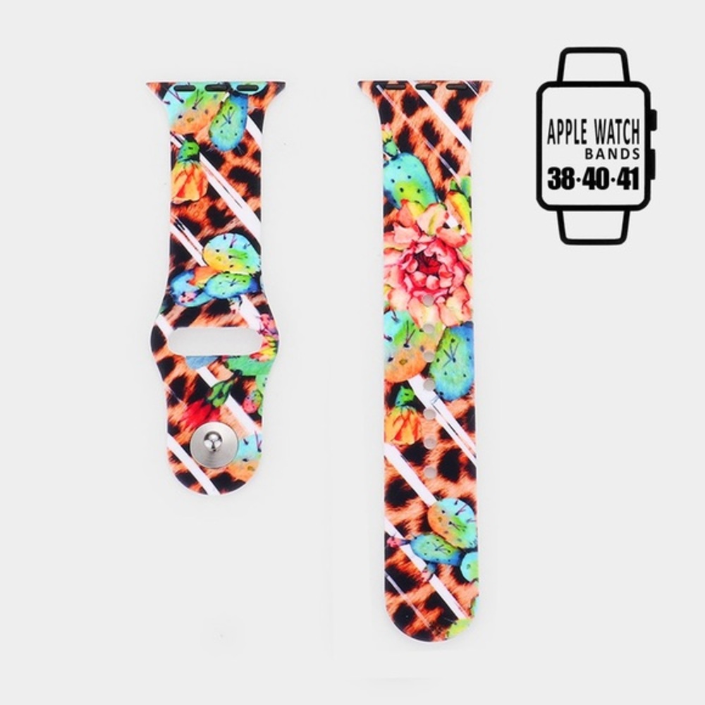 Flower and cheetah patterned Apple Watch band